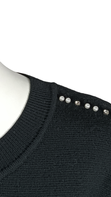 ODM Basic round neck sweater with pearls