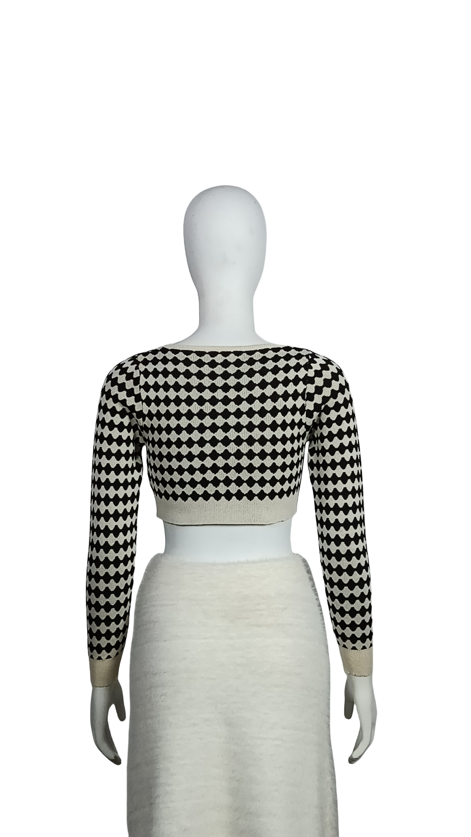 ODM Black and white stitching short sweater