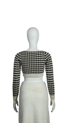 ODM Black and white stitching short sweater