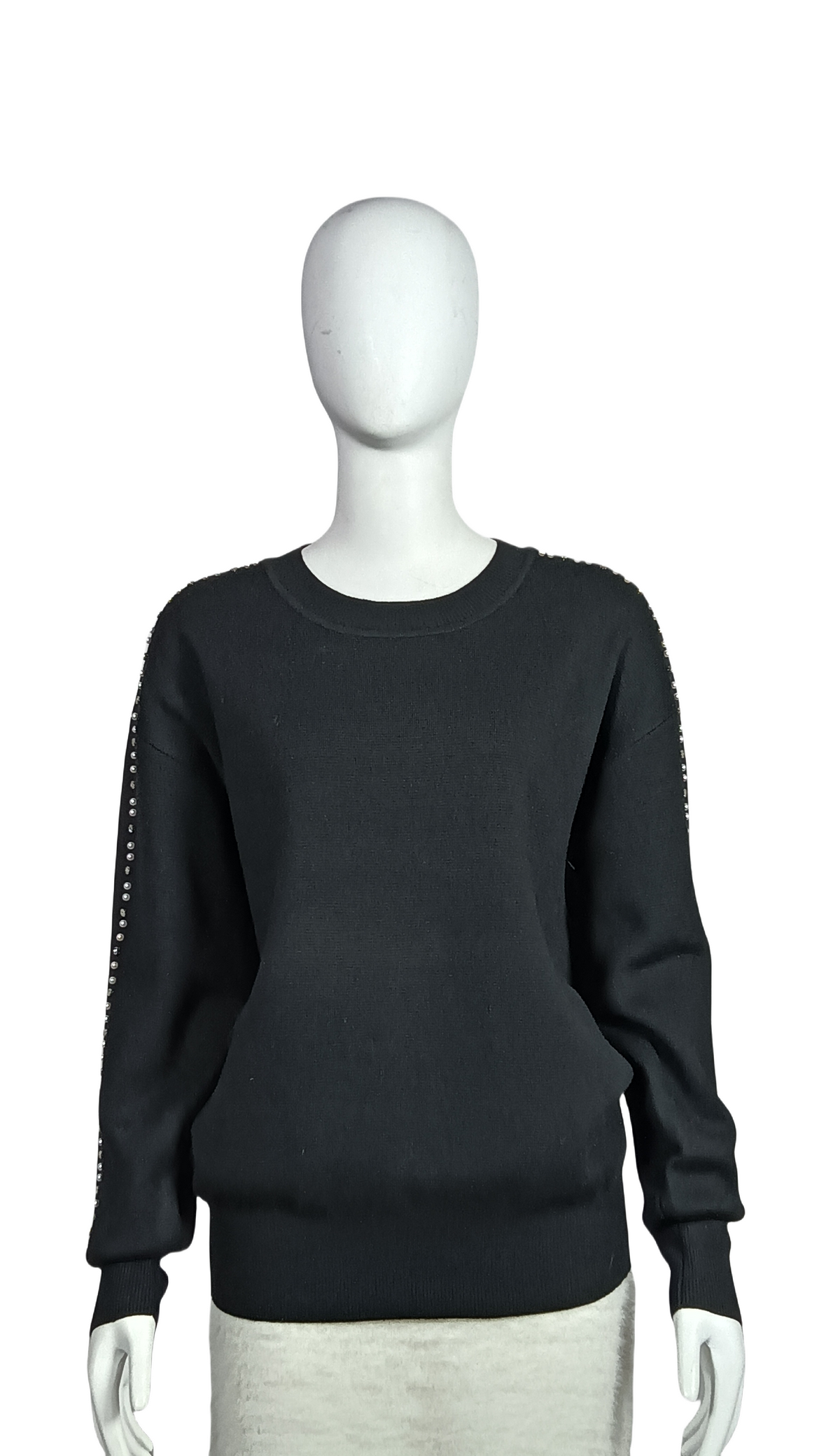 ODM Basic round neck sweater with pearls