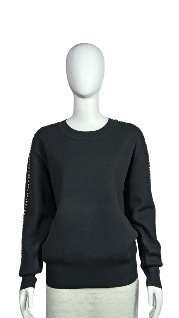 ODM Basic round neck sweater with pearls