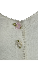 Soft round neck pearl short knitted cardigan
