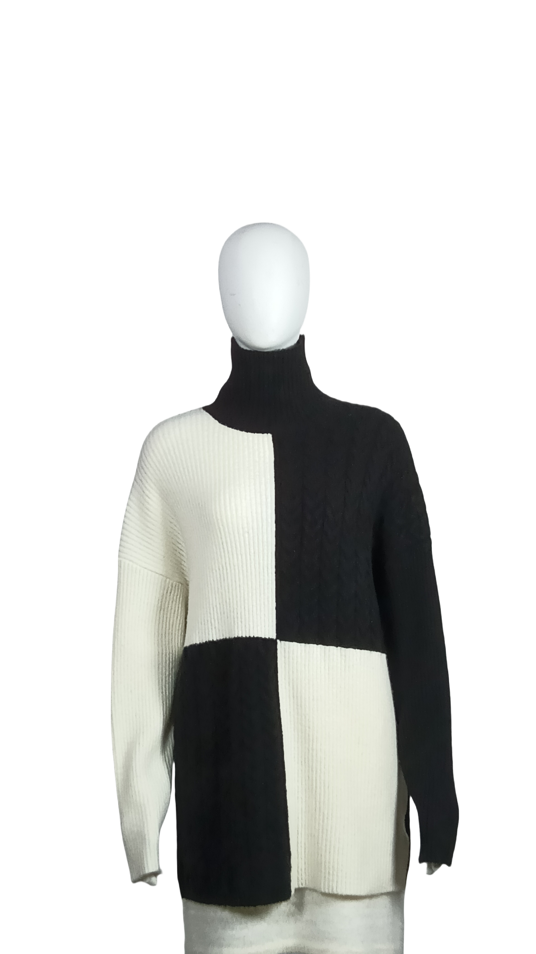 ODM Black and white turtleneck sweater