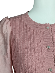 Pink Paneled Knit Cardigan