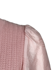 Pink Paneled Knit Cardigan