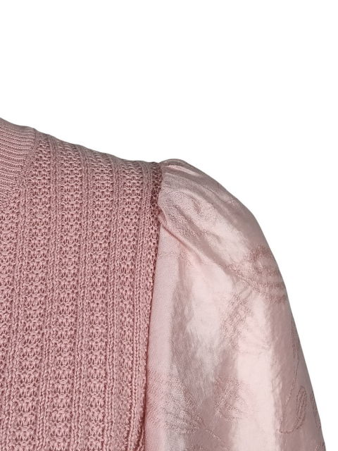 Pink Paneled Knit Cardigan