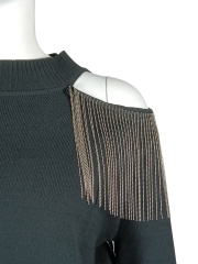 Custom Asymmetrical design knitted suit (top + skirt)
