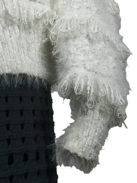 V-neck long-sleeved plush cardigan