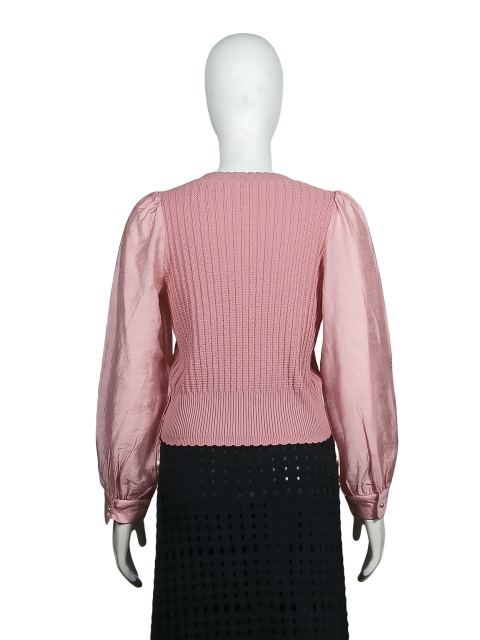 Pink Paneled Knit Cardigan