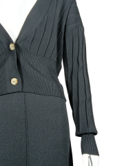 Deep V-neck black suit
