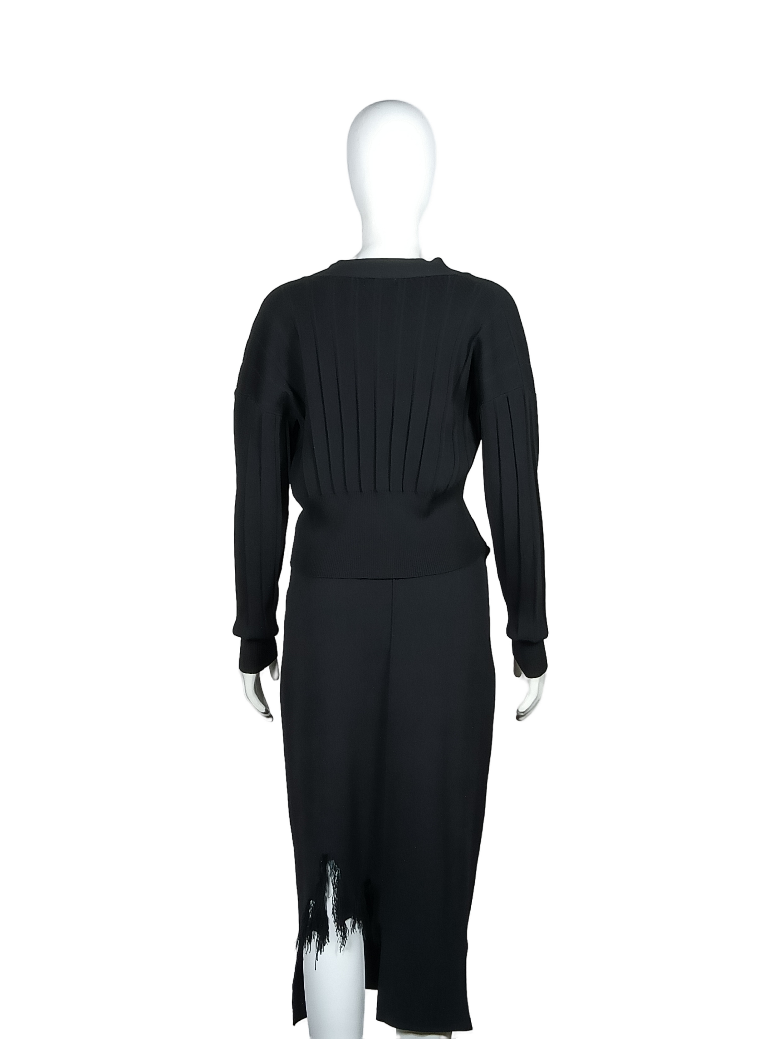 Deep V-neck black suit