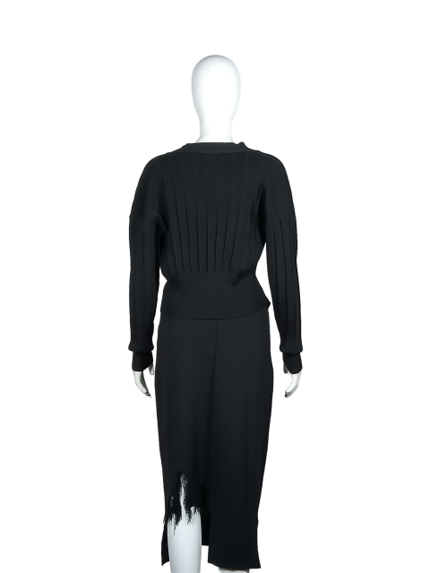 Deep V-neck black suit