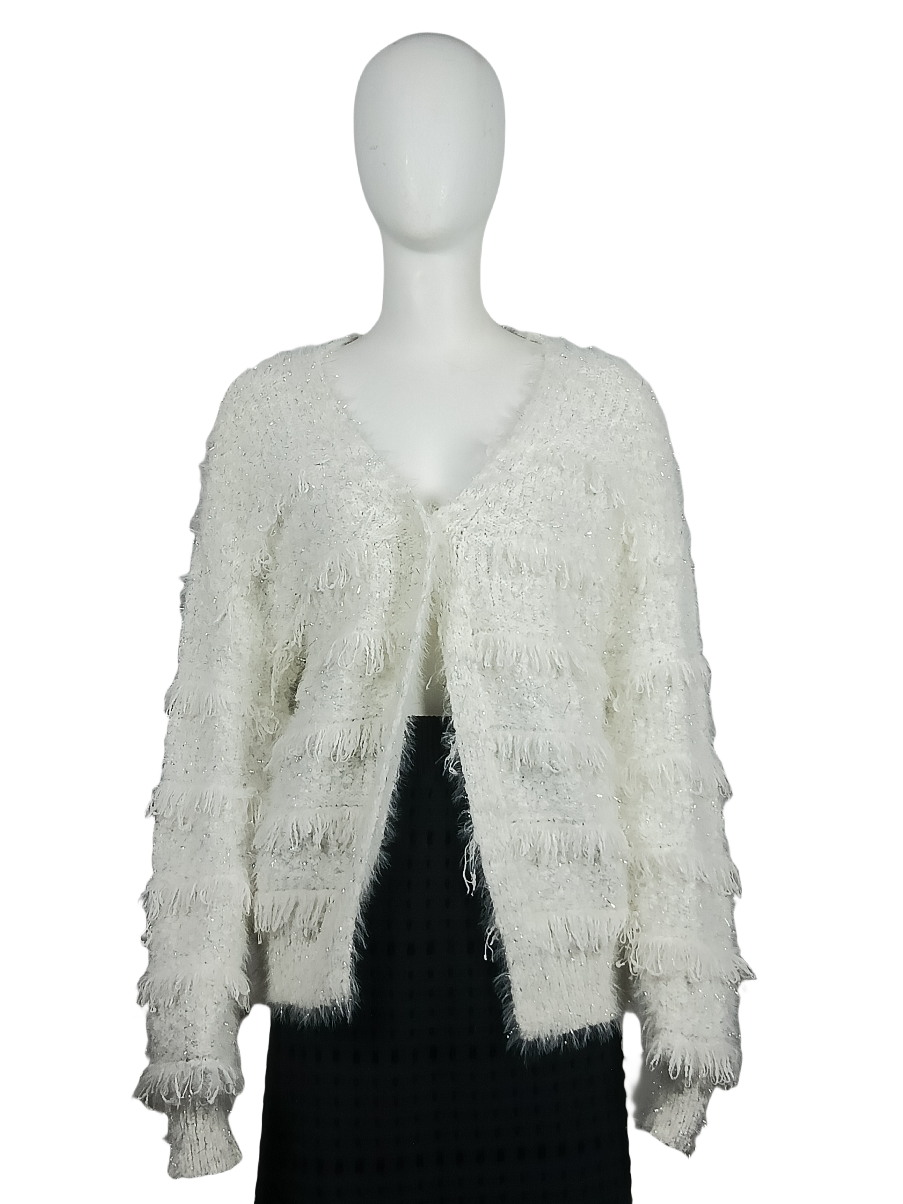 V-neck long-sleeved plush cardigan