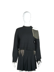 Custom Asymmetrical design knitted suit (top + skirt)