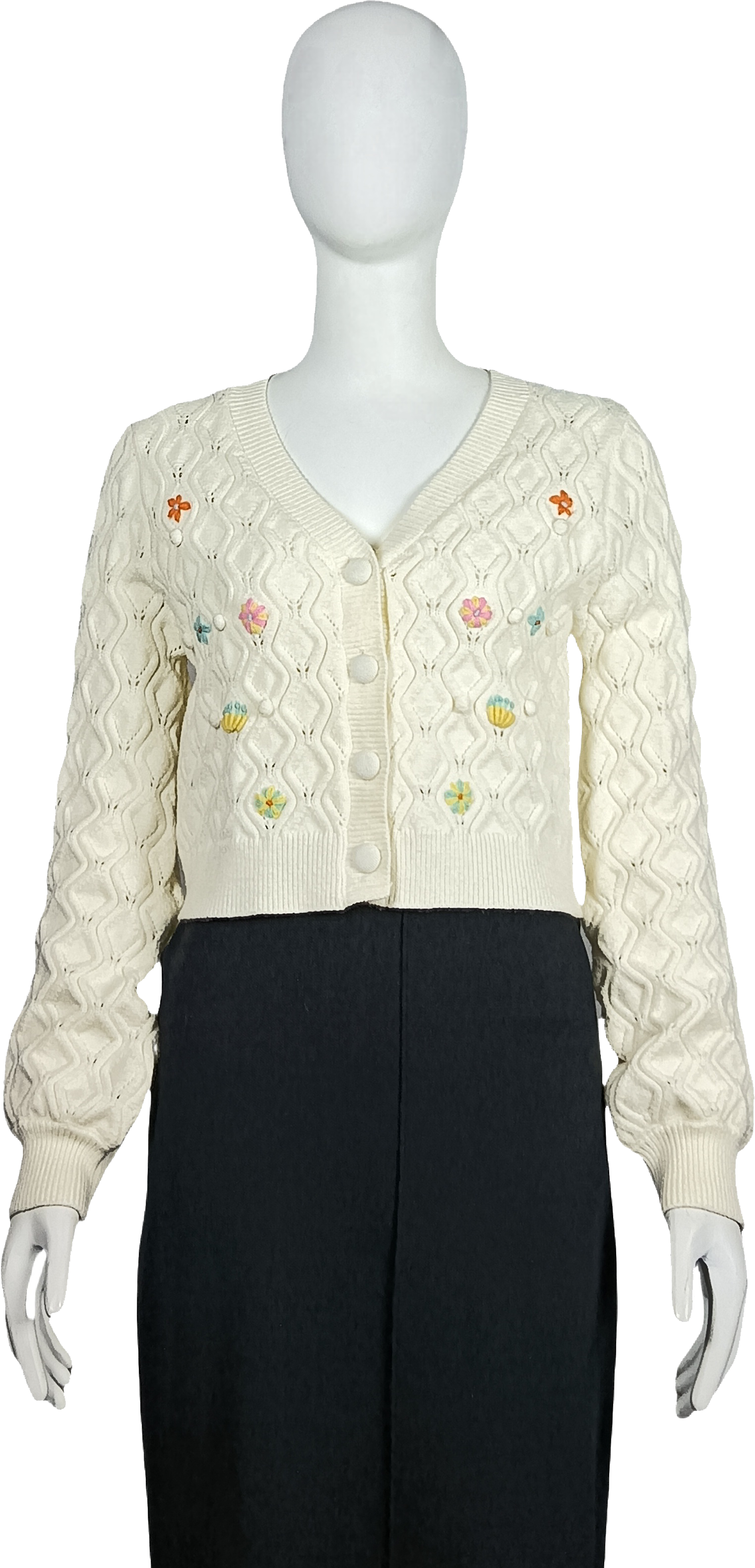 Floral embroidered woven cardigan