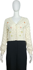 Floral embroidered woven cardigan