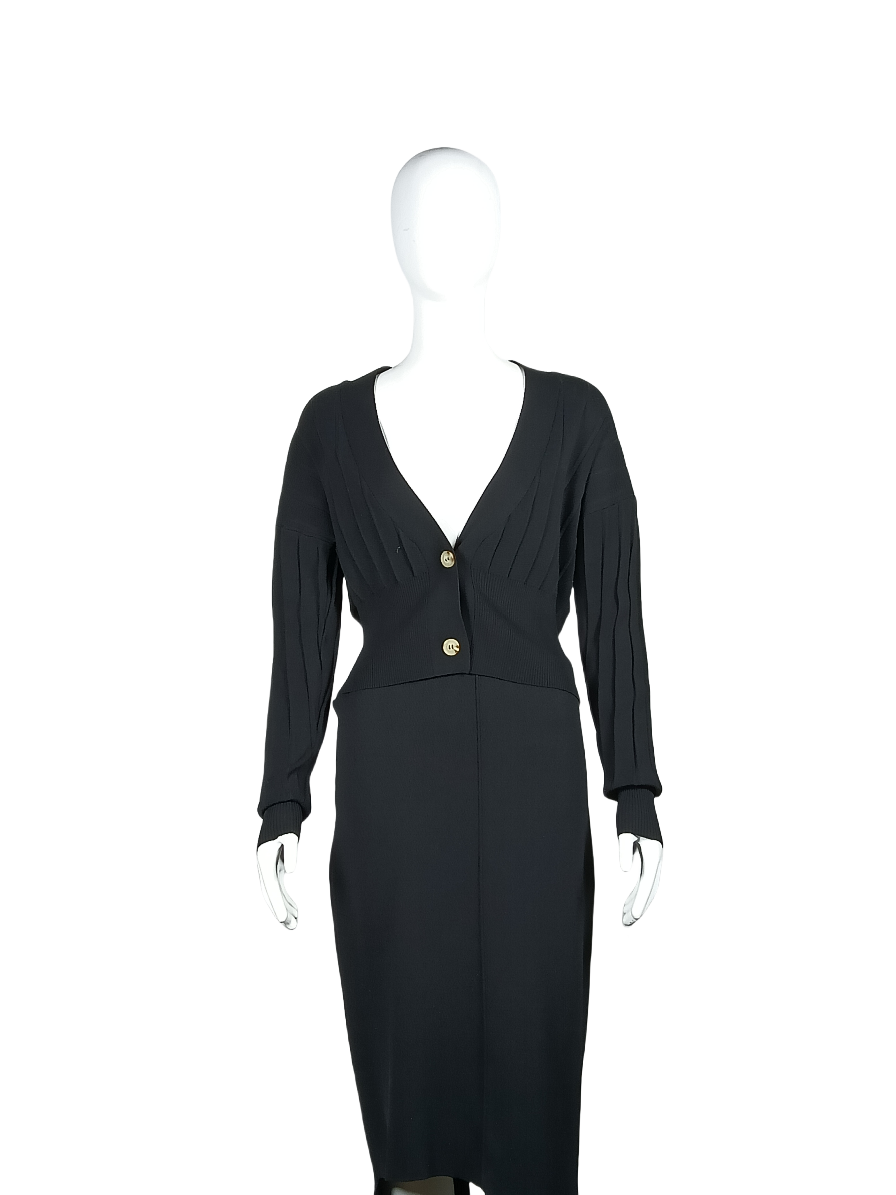 Deep V-neck black suit