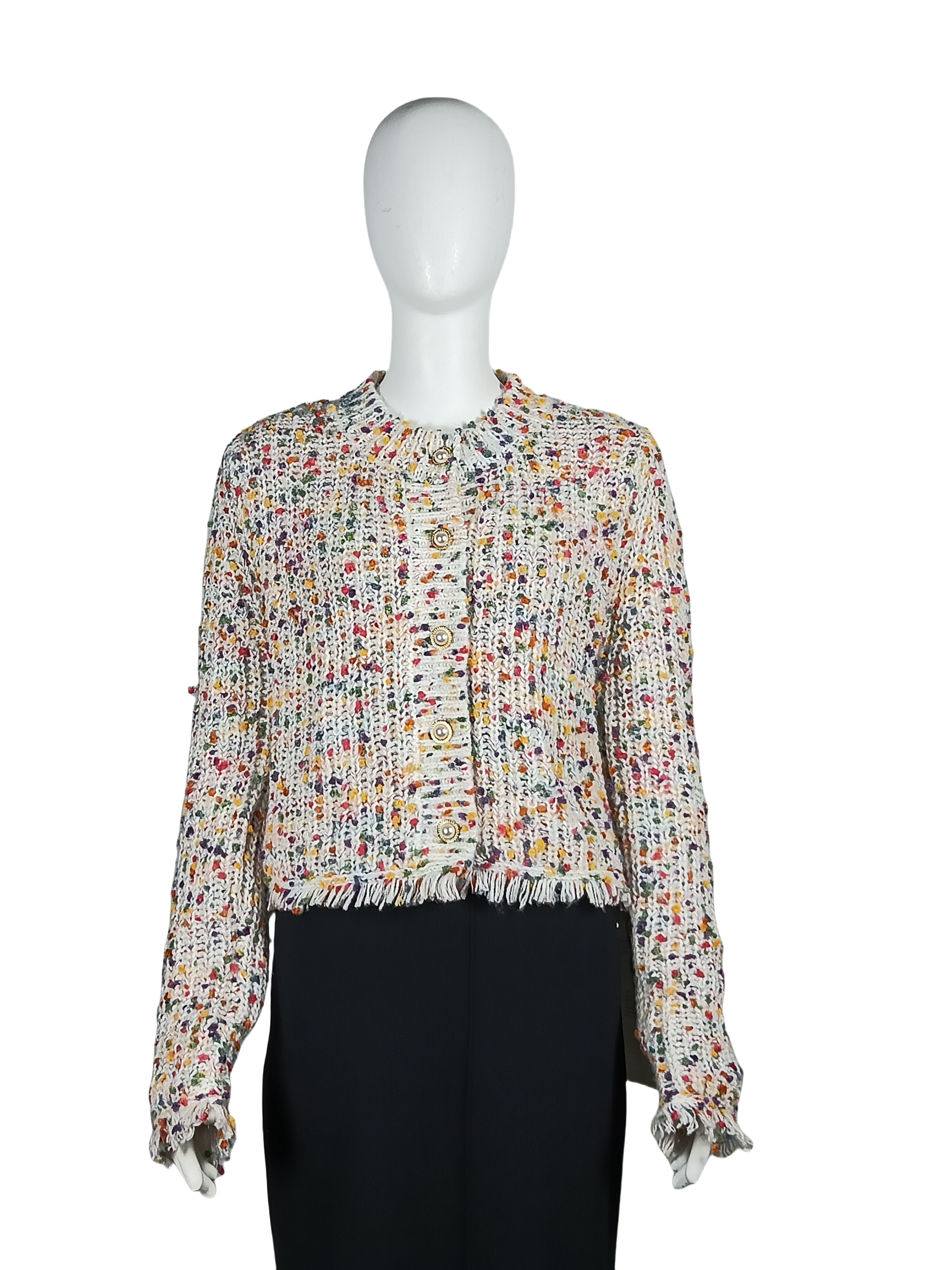Multicolor yarn wool cardigan