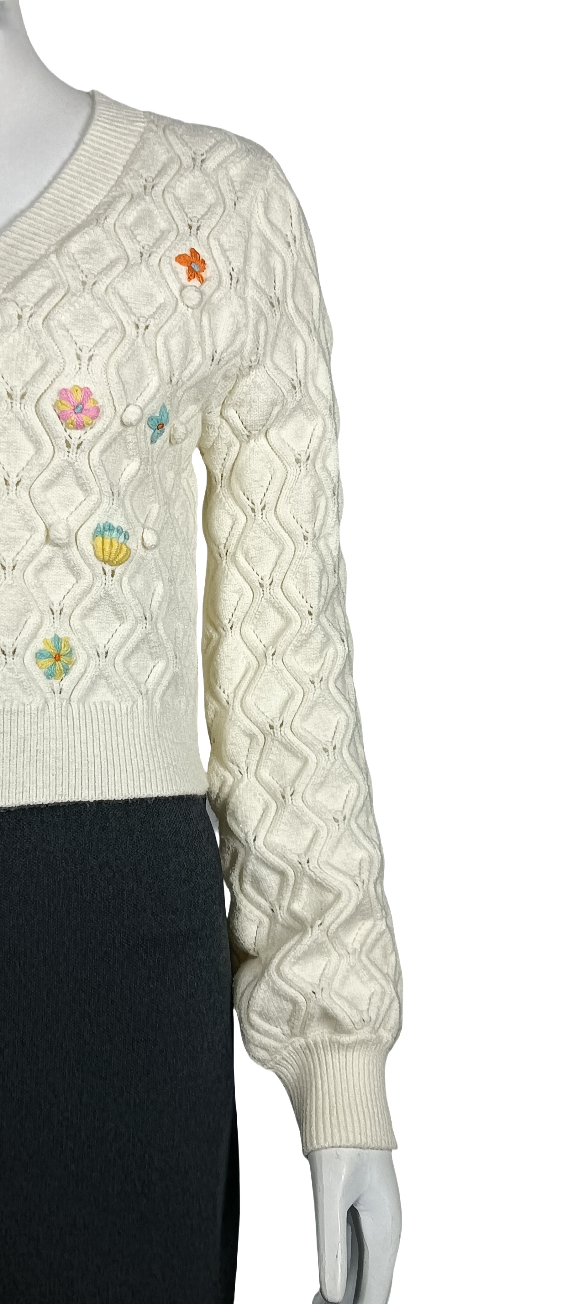 Floral embroidered woven cardigan