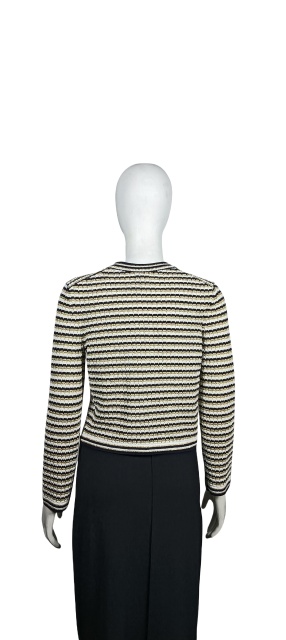 Three-color striped cardigan