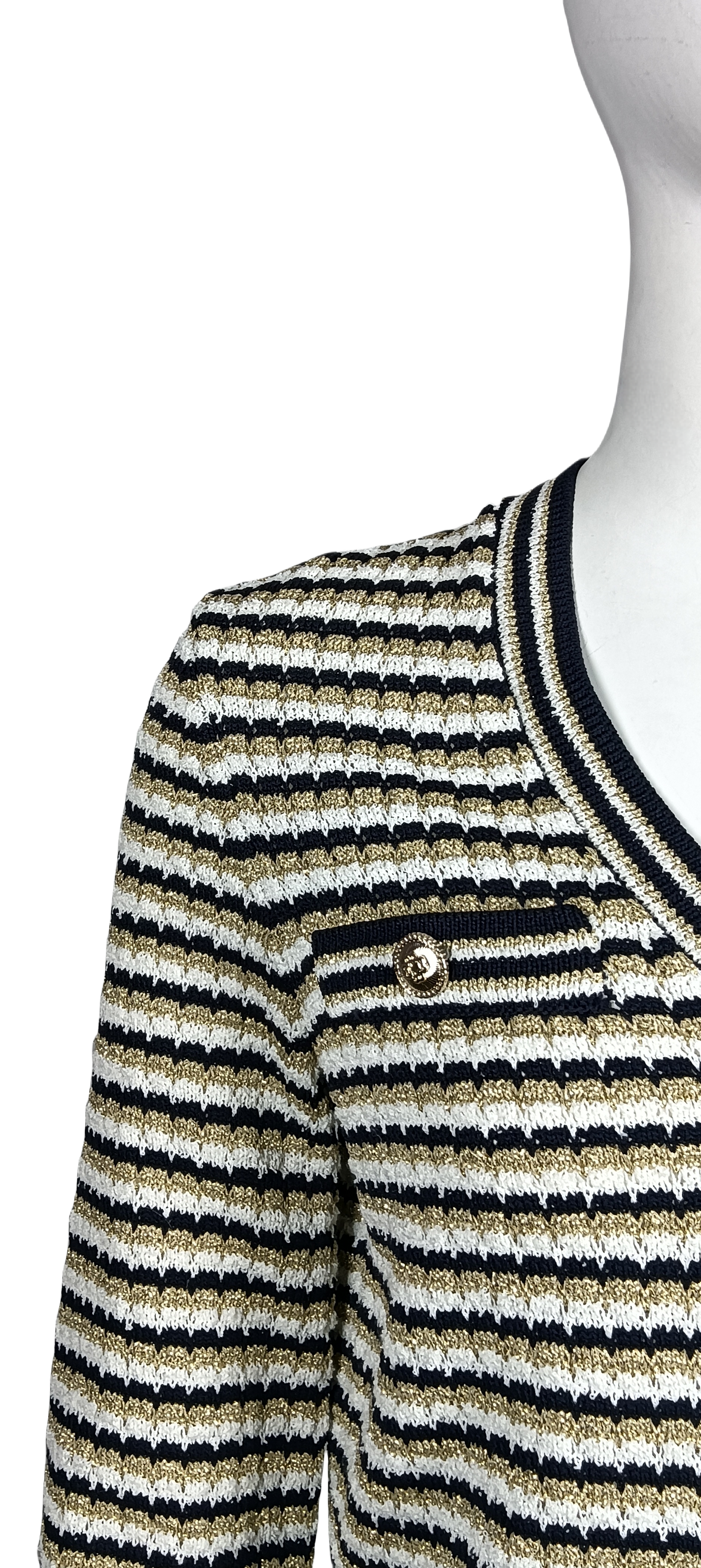 Three-color striped cardigan