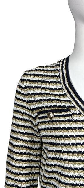 Three-color striped cardigan