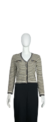 Three-color striped cardigan