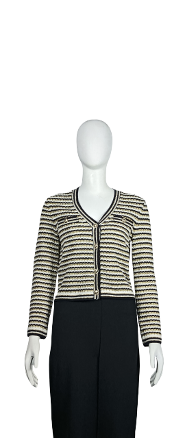 Three-color striped cardigan
