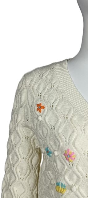 Floral embroidered woven cardigan