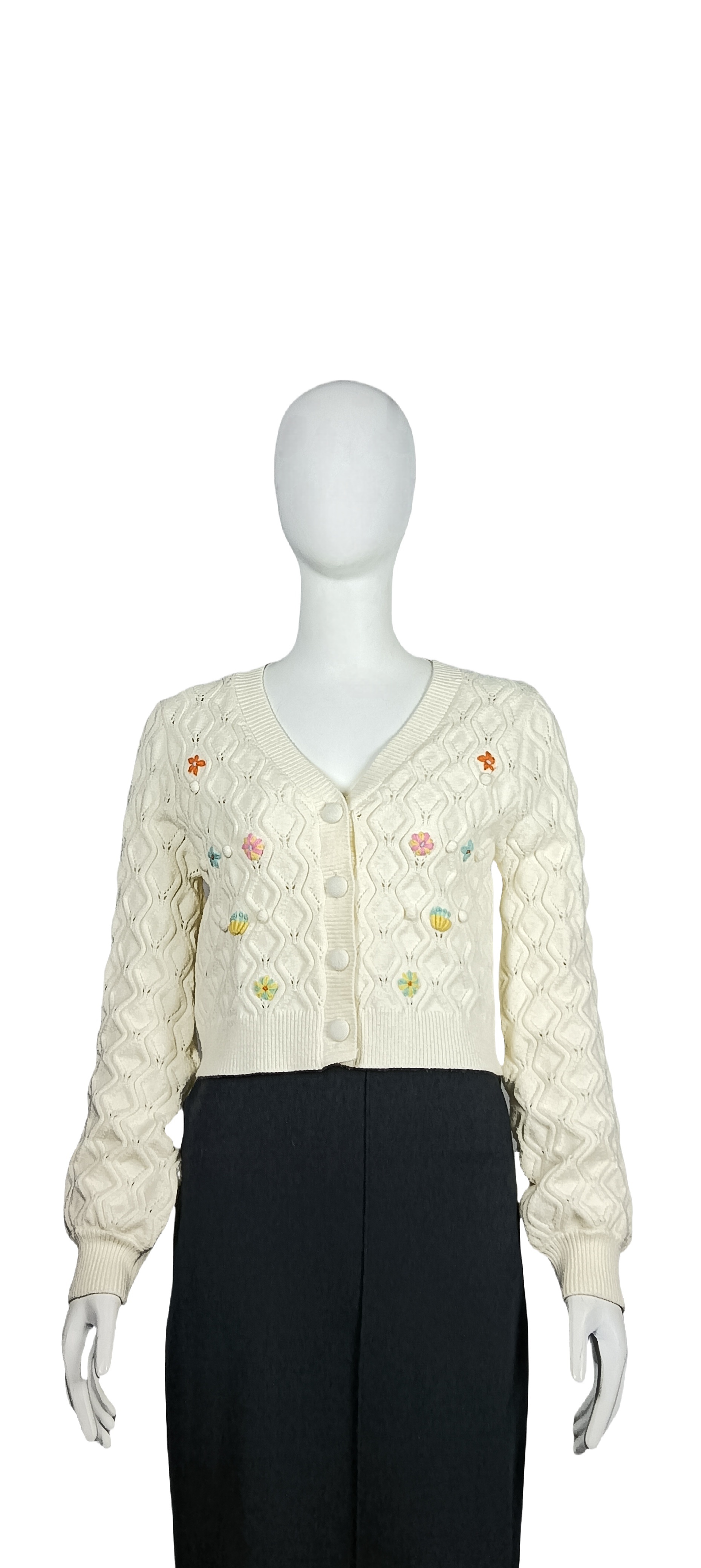 Floral embroidered woven cardigan