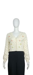 Floral embroidered woven cardigan