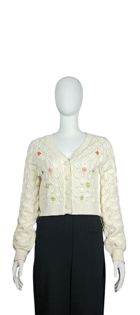 Floral embroidered woven cardigan