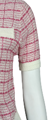 Pink and white check knitted cardigan