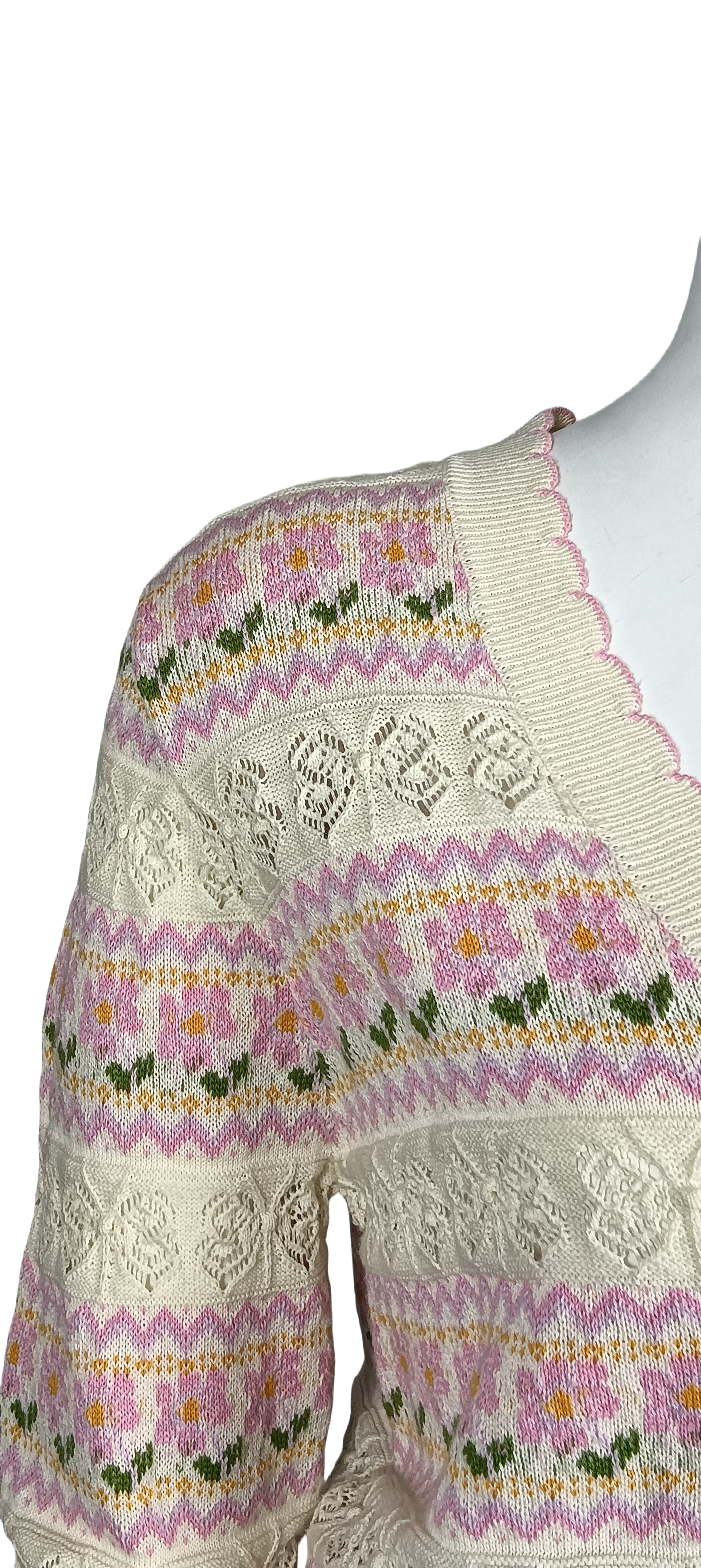 Lace Woven Pattern Knit Cardigan