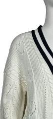 Dark blue striped knitted cardigan