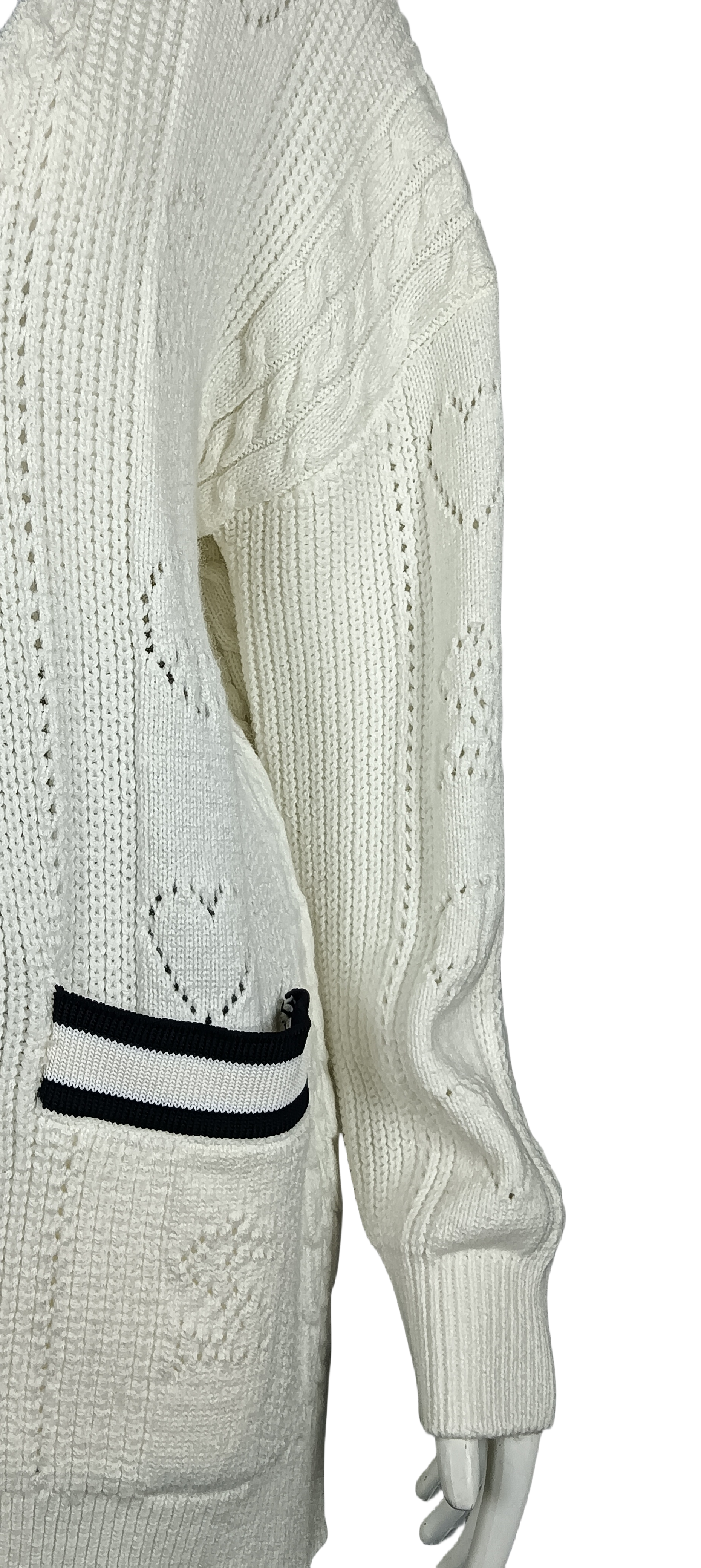 Dark blue striped knitted cardigan