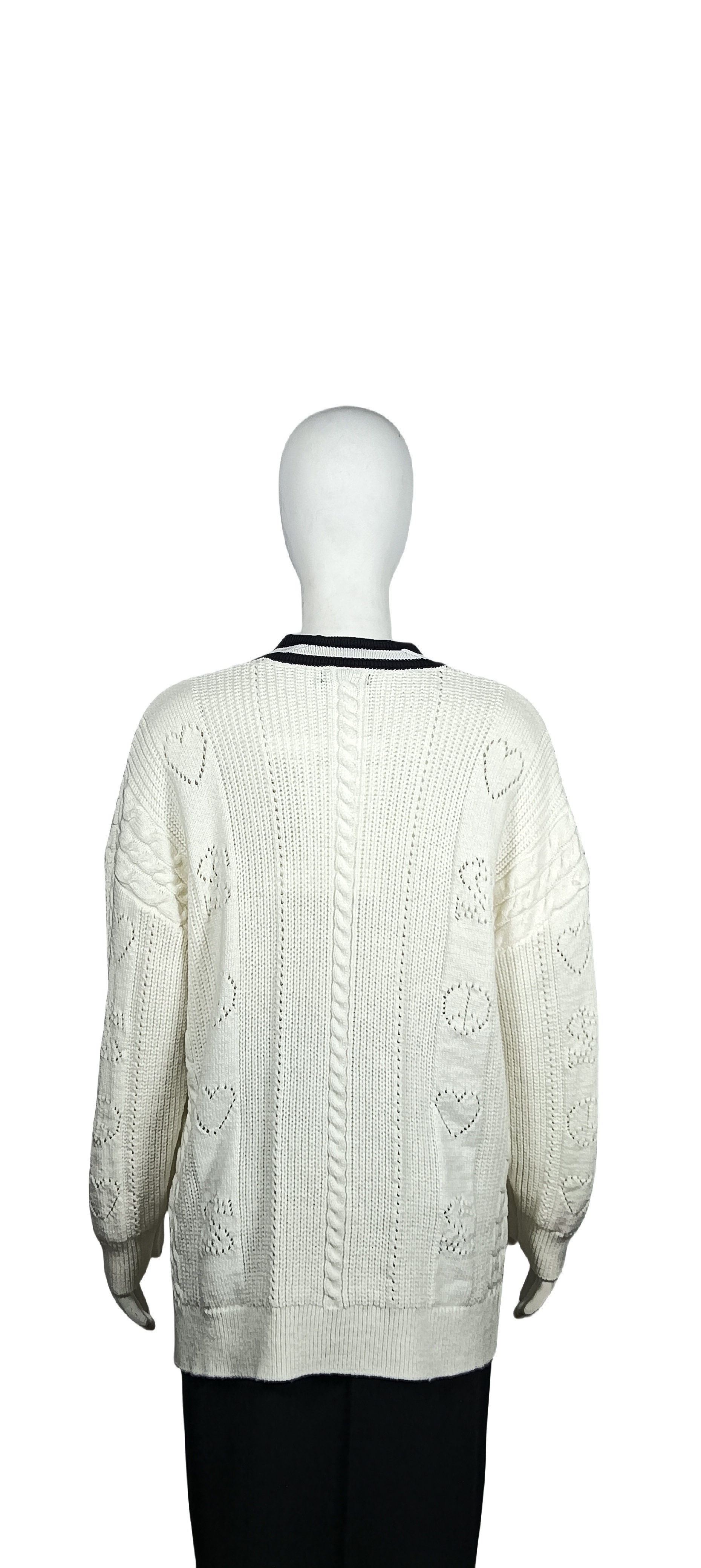 Dark blue striped knitted cardigan