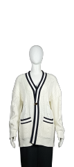 Dark blue striped knitted cardigan