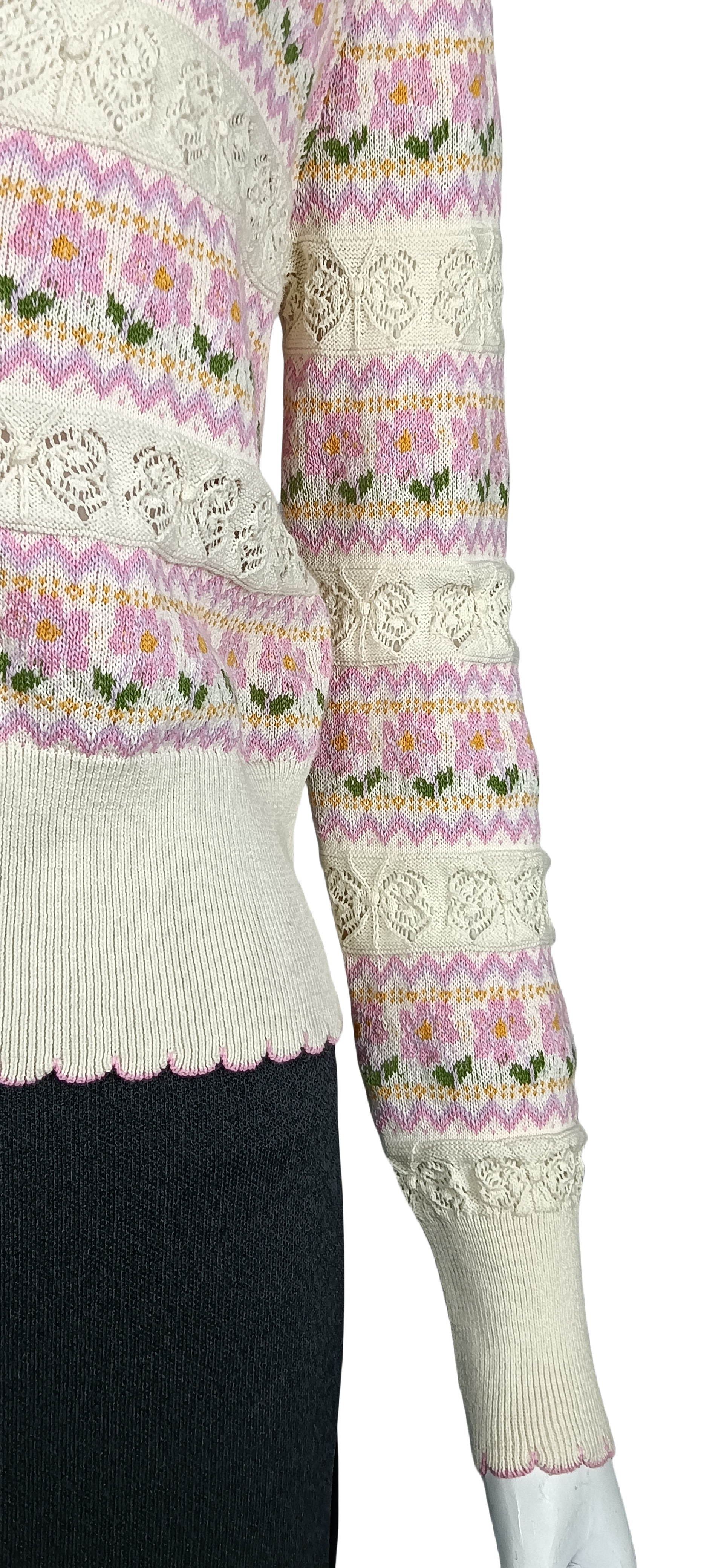 Lace Woven Pattern Knit Cardigan