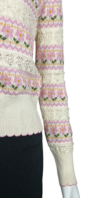 Lace Woven Pattern Knit Cardigan