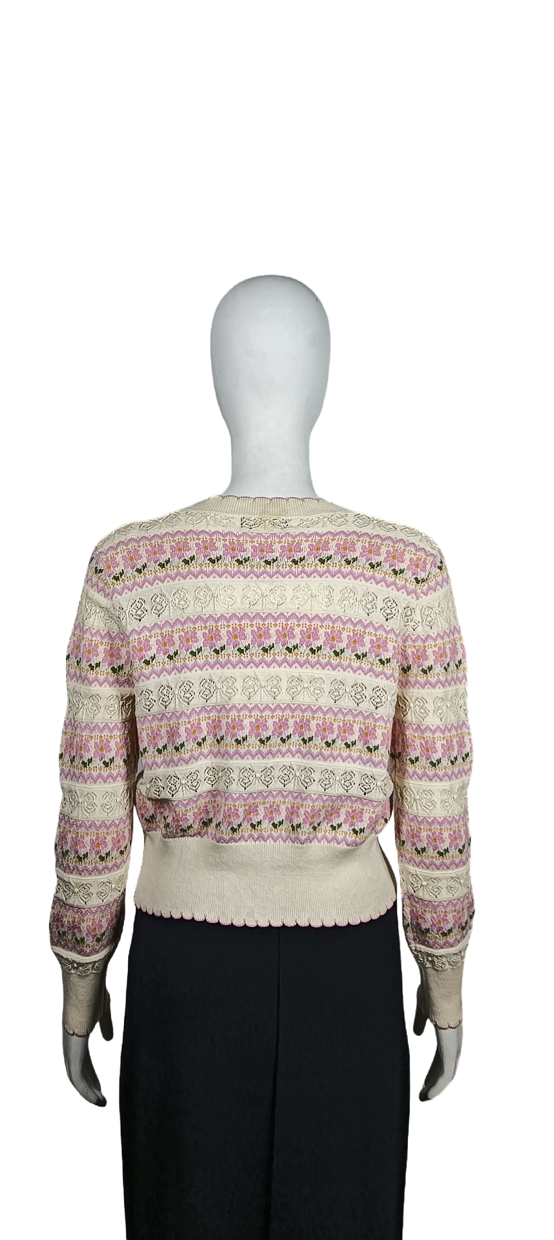 Lace Woven Pattern Knit Cardigan