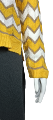 Custom White and yellow openwork knit sweater