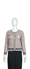 Black and pink Chanel style knitted cardigan