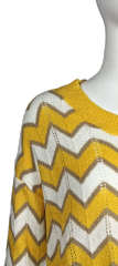 Custom White and yellow openwork knit sweater