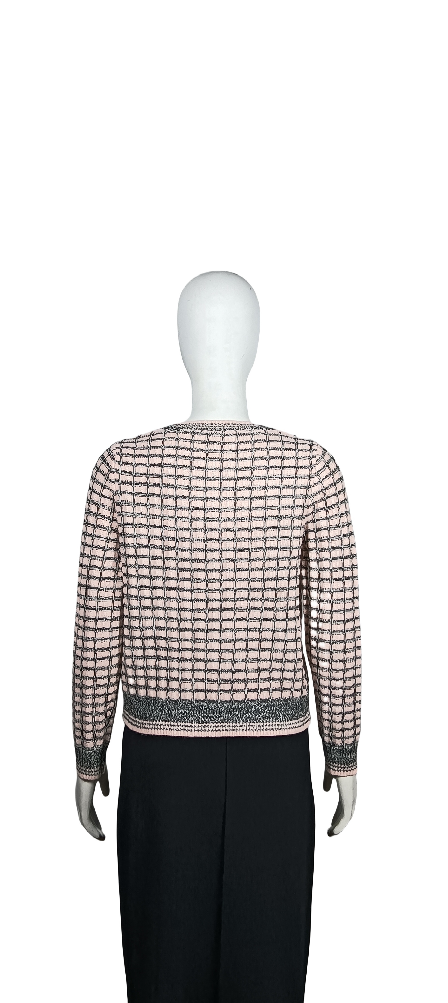 Black and pink Chanel style knitted cardigan