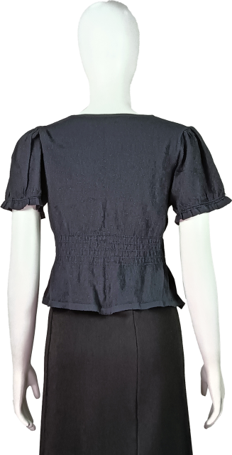 Short Sleeve V Neck Pleated Top