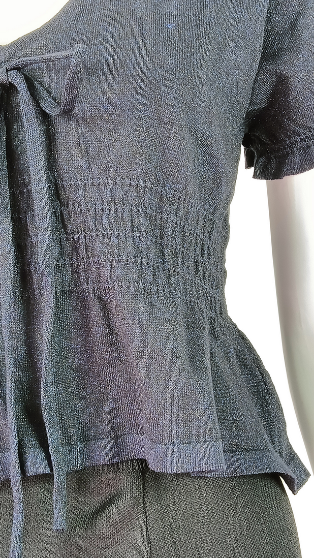 Short Sleeve V Neck Pleated Top