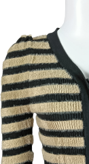 Plush Cropped Striped Zip-Up Cardigan