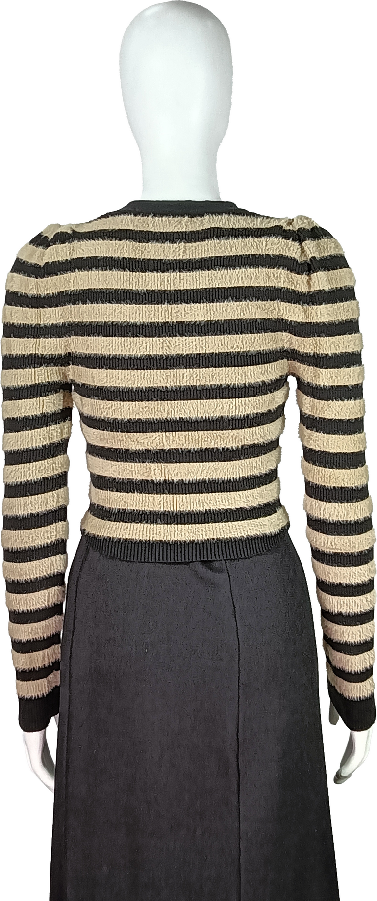Plush Cropped Striped Zip-Up Cardigan