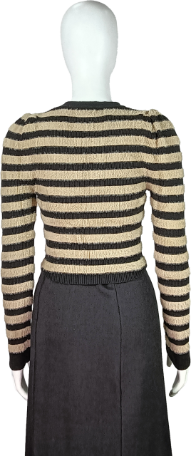 Plush Cropped Striped Zip-Up Cardigan